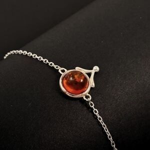 Sterling Silver Baltic Amber Bracelet 7.50 Inches Adjustable